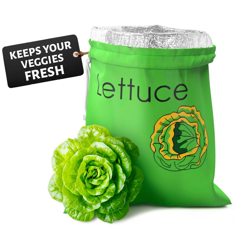 VIKROM Lettuce Keeper for Refrigerator â€“ 3-Layer Reusable Produce Storage Bags with Foil Lining and Drawstring | Breathable, Washable, Sturdy & Easy to Use | Great for Lettuce, Leafy Greens, Fruits & Veggies - Image 1